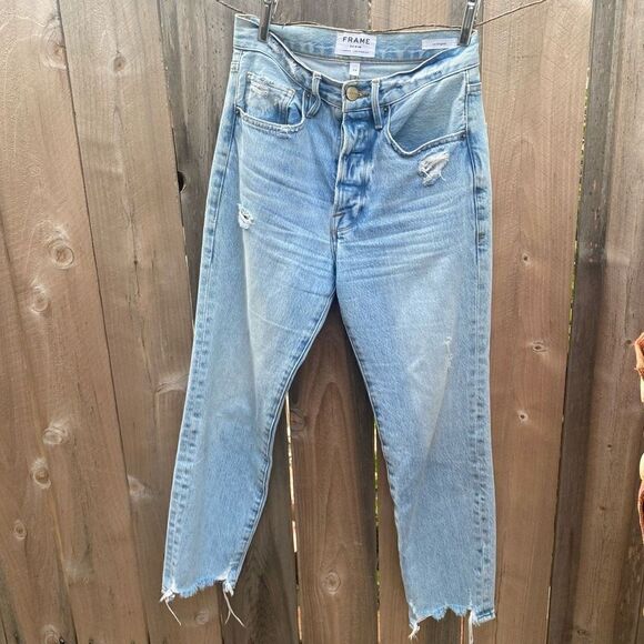 Frame Le Original Ripped High Waist Crop Jeans size 24 - Picture 3 of 10